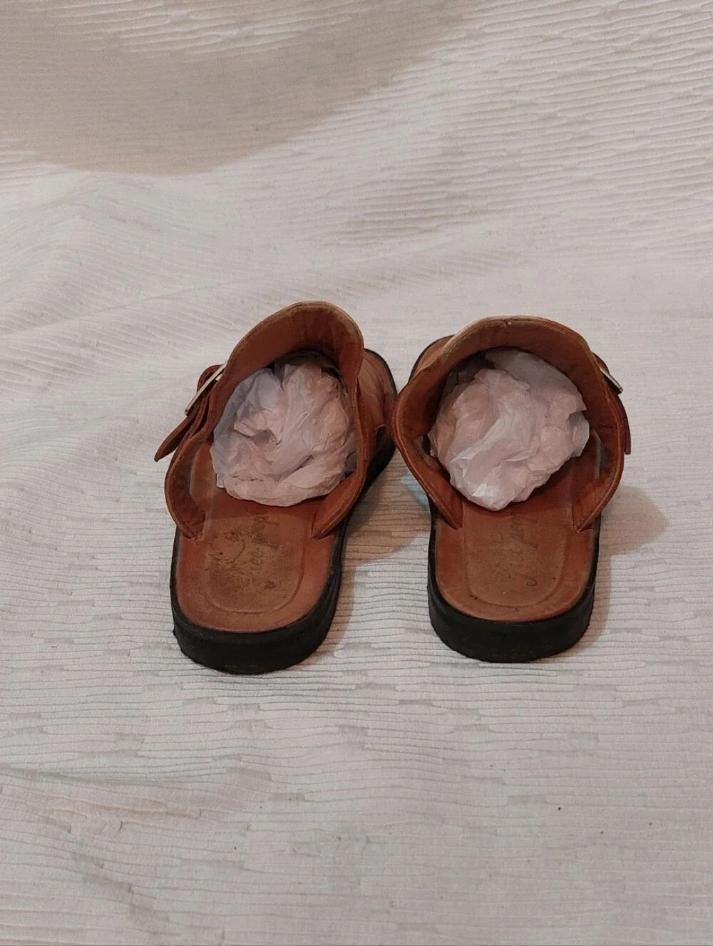 Free People Cognac Leather Slide Sandals with Buckle Women's Size 39 - Picture 2 of 7